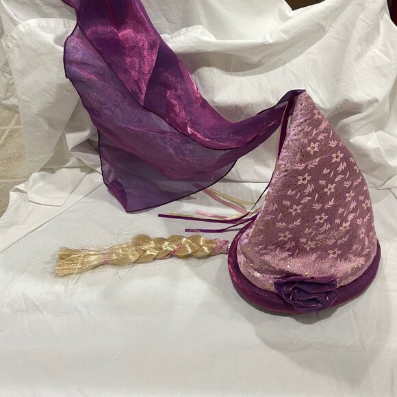 Disney Parks Authentic Purple Princess Hat With Veil & Tangled Repunzel Braid - Picture 2 of 15